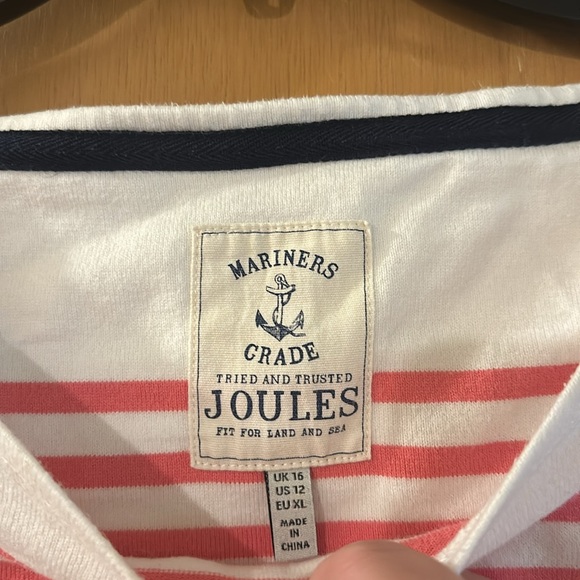 Joules Women’s Harbour Striped Boat Neck Top Shirt Cotton Pink White Size 12 - Picture 8 of 13